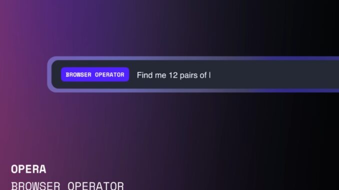 Screenshot of "Browser Operator," a native AI agent designed to perform tasks for users directly within the Opera browser using agentic artificial intelligence advancements that preserve privacy.